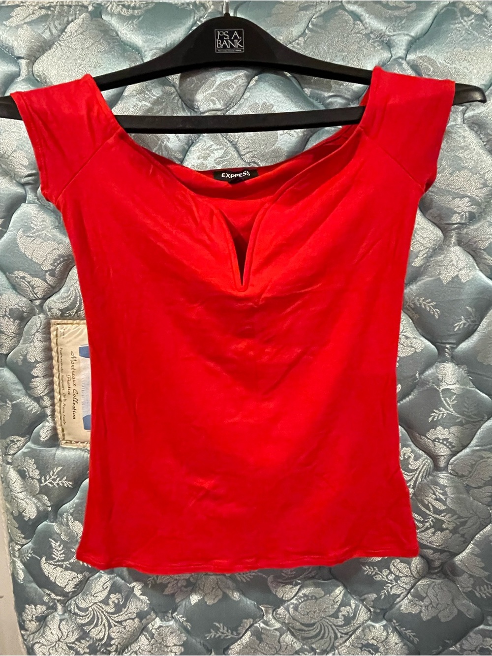 Express Bright Red Notch-Neck Tank Top